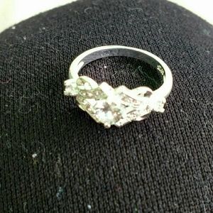 Cubic zirconium sterling silver engagement ring